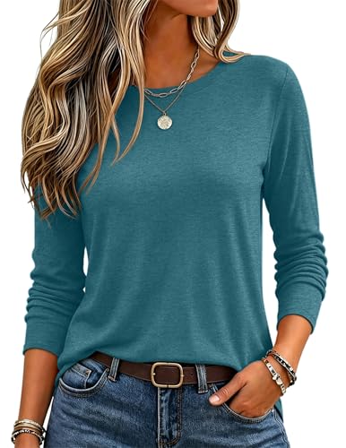 Zeagoo Women's Casual Shirts Long Sleeve Tops Crewneck Tshirts Fall Clothes