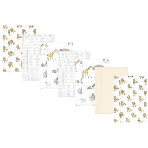 Image of Luvable Friends Hudson Baby Flannel Burp Cloths 7pk, Wild Safari World