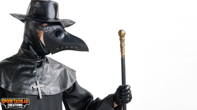 Spooktacular Creations Mannen Plague Doctor Zwart Kostuum Set met