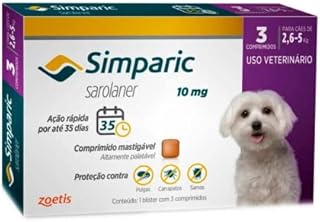 Simparic 10mg para cães de 2,6 a 5kg com 3 comprimidos