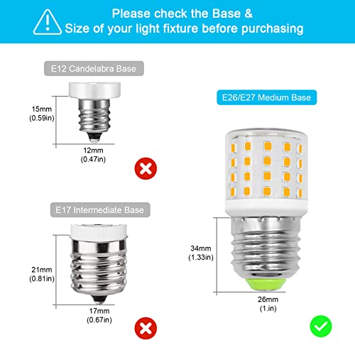 Tiny Led Fridge Bulb, Replacement Ac100-265V 3.5W Refrigerator Bulbs, 4W Equivalent 40W-60Watt Appliance Light, E26 Medium Screw Base, Waterproof Lamp,Clear Warm White 3000K, 600Lm Bright, 1-Pack #TOP4