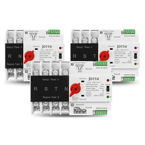 JDOUNFMO 1PCS W2R-2P/3P/4P 16A 32A 63A 80A 100A 125A 220V ATS Automatic Transfer Switch Electrical Selector Switches Dual Power Switch(Size:4P)