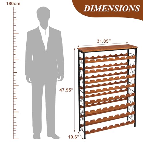 64 Bottles Wine Rack Freestanding Floor with 2 in 1 LED Light, Wine Bottle Rack Wine Holder Wine Storage Shelf for Kitchen Bar Pantry, Tall Wine Cabinet Stand Display 31.85''L X 10.6''W X 47.95''H - Thumbnail 7
