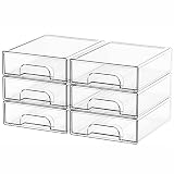 Yieach 2.2'' Tall Small Clear Stackable Storage Drawers,6 Pack Stacking Acrylic Organizers Drawers for Hair Accessories,Makeup,Pen,Art Crafts,Office Supply Organizer and Desktop Plastic Mini Drawers