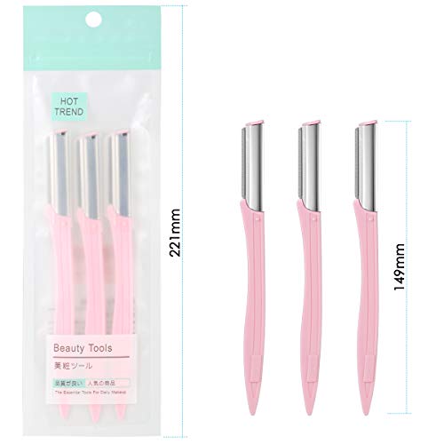 Augenbrauen-Rasierer, Wange, Gesichtshaarentferner, Pfirsich-Rasierer, Damen-Trimmer, Rasier-Pflegeset, 3-teilig (Rosa) - Image 3