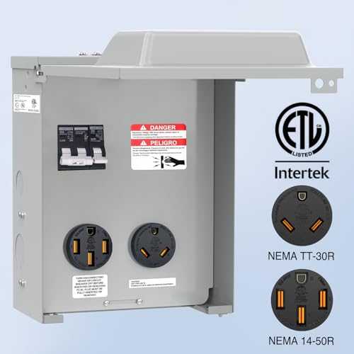 Image of Nilight 30 50 Amp RV Power Outlet Box with Breaker NEMA 14-50R TT-30R | 125 /250V Temporary Receptacle Panel ETL Listed Heavy Duty Enclosed Lockable Waterproof for EV Camper Van Travel Trailer