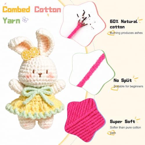 Image of Katech Milk Cotton Yarn for Crocheting, 60% Cotton 40% Acrylic-Starter Kit | 12*50g /147yd-3 DK-Soft Combed Cotton Yarns for Baby & Beginner-No Split, Multicolor Yarn Set for Blankets & Colorful Crafts