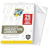 Self Adhesive Laminating Sheets Anti-UV Vinyl (25 Sheets Glossy): Clear Vinyl Laminating Paper - Sticker Laminate Sheets Waterproof, Transparent Vinyl