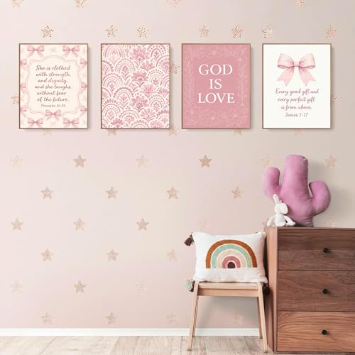 KBKBART Set of 6 Coquette Pink Bow Jesus Wall Art Decor Prints Unframed by KBKBART - Used condition - Image 7