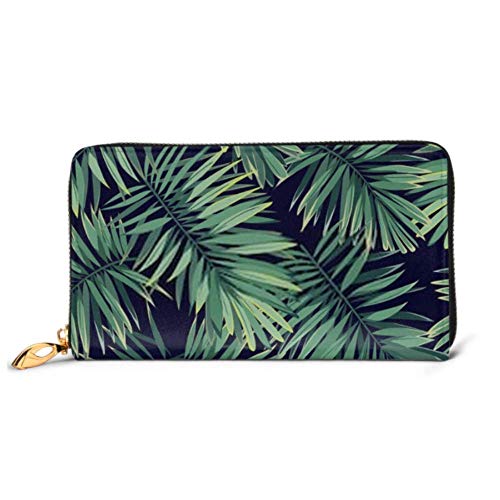 Preisvergleich Produktbild JHGFG Mode Handtasche Reißverschluss Brieftasche Dark Tropical Pattern Exotische Pflanzen Nahtlose Telefon Clutch Geldbörse Abendkupplung Blocking Leder Brieftasche Multi Card Org