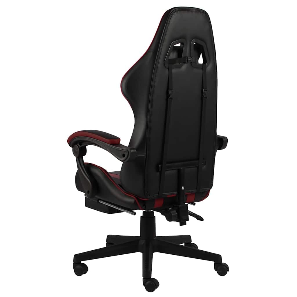 Sedia da gaming con poggiapiedi e ecopelle, colore: nero/vinaccia
