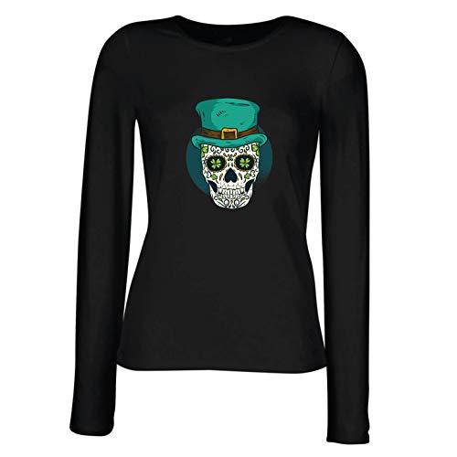 T-shirt crâne de St. Patricks manches longues femme pour éviter le look vert trop classique