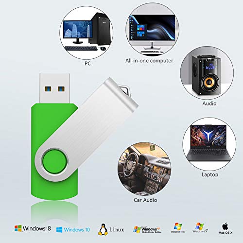 Image of KOOTION 5 X 32GB USB 3.0 Flash Drives Memory Stick 3.0 Thumb Drives Pen Drives (Mixcolors: Black Blue Green Purple Red)