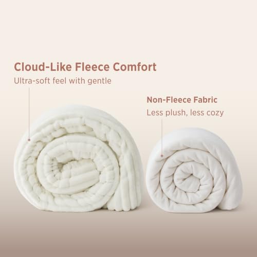 Bedsure Fluffy Comforter Set Queen Size, Cream White, 3 Piece | Warm Plush Fleece & Flannel Winter Bedding, Soft Faux Fur Comforter with 2 Pillowcases, Gift Choice, Room Decor - image 4