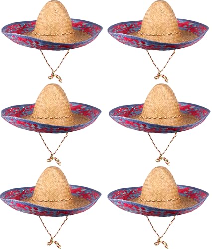 Funny Party Hats Sombrero Hats - 6 Pack -Child and Adult Sizes Costume and Dress Up Mexican Hat