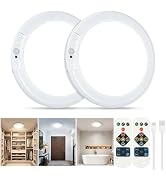 Rechargeable Ceiling Light 2 Pack, Magnetic Wireless Motion Sensor Ceiling Light with Remote, Wir...