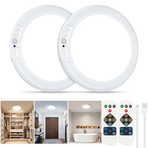 Rechargeable Ceiling Light 2 Pack Magnetic Motion Sensor with Remote