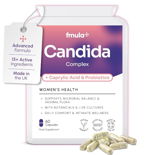 fmula+ - Candida Support Supplement | Powerful Yeast Balance & Vaginal Probiotics for Women Health | Candida Cleanse for Thrush and Yeast Infections with Live Bacteria & Botanical Extracts | Vegan Capsules