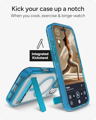 Image of ZAGG Santa Cruz Snap Case with Kickstand for iPhone 17 Pro - Tranquil Blue, Drop Protection (13ft /4m), MagSafe Charging Compatible, ClearGuard Anti-Yellowing Technology, Scratch Resistant Phone Case