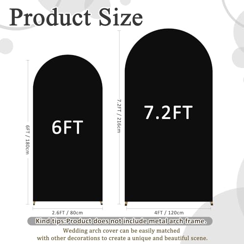 Image of FOTSHARER 6FT 7.2FT Spandex Arch Cover Black Arch Stand Cover Set of 2 Wedding Arch Backdrop Cover for Chiara Wall Party Arch Fabric Cover Balloon Arch Covers Stretchy Backdrop for Halloween Decor
