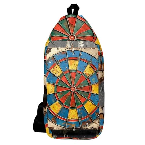 Mochila de hombro compacta de 16x36.5cm con diseño de tablones cruzados multicolor