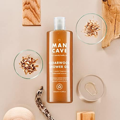ManCave Men's Shower Gel Gift Set, Featuring 4 x 500ml Natural Sulphate Free Shower Gels: Wild Mint, Lemon & Oak, Cedarwood and Sea Salt fragrances, Packaging May Vary
