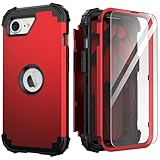 IDweel for iPhone 16e Case with Screen Protector(2025),Case for iPhone SE 4th Generation,Hybrid 3 in 1 Shock Absorption Slim Fit Heavy Duty Hard PC Cover Soft Silicone Bumper Full Body Cover,Red
