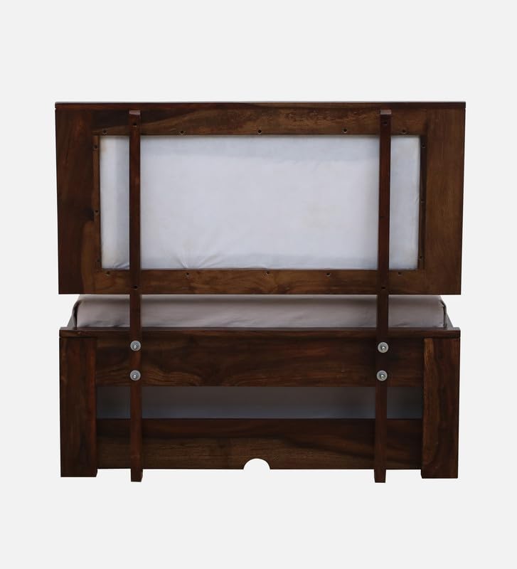 Image of Solid Sheesham Wood Pearl Single Size Trundle Bed with 1 Extra Pullout Bed | Wooden Single Bed Cot Palang Furniture for Bedroom Living Room Home and Hotel (Provincial Teak Finish)