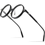 HEPIDEM Acetate Men Vintage Round Optical Glasses Frame Spectacles Eyeglasses Zolman (9158 Black)
