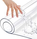 Hopeholic デスクマット 透明【20枚 透明両面テープ付き】学習机マット 90x180cm 厚さ 1.0mm PVC製 クリア 机マット オフィス デスク テーブルクロス パソコン テーブルマット 耐熱性 防水 滑り止め 円形の端 くならない オフィス デスクパッド