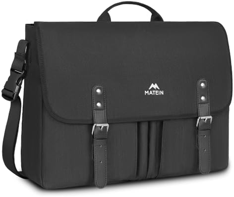MATEIN 17 Inch Messenger Bags for Men, Large Laptop Briefcase Lightweight Unisex Crossbody Shoulder Bag College Satchel, Soft Water Resistant Daily Computer Sleeve Case for Travel Office Gifts, Black