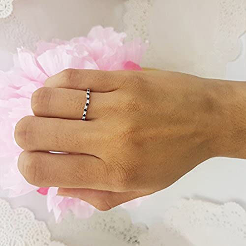 Dazzlingrock Collection Round Alternate Blue Sapphire & White Diamond Anniversary Wedding Band for Women (0.10 ctw, Color I-J, Clarity I1-I3) in Solid Gold2