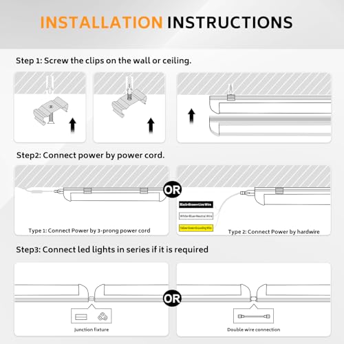 Onlylux 8Ft Led Shop Light, 8' 100W 15000Lm 6000K (12 Pack), 8 Foot Linkable Led Shop Lights With Plug Fixture For Garage Workshop, T8 Led Tube Lights thumb #5