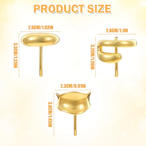 JIYIN 3 peças de grampos de cabelo dourados para rabo de cavalo, punhos de metal para rabos de caval