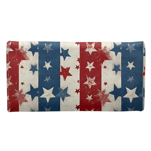 Image of AFPANQZ American Flag Eagle Print Womens Wallets Leather Trifold Multi Card Holder Slots Wallet, Elegant Clutch Phone Holder Trifold Purses Zip Coins Pocket, Buckle Closure Clutch