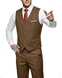 Hihawk Men's 2-Piece Suit, Vest Pants Set for Men, Fashion Waistcoat with Tie for Wedding, Prom, Homecoming, Business Khaki