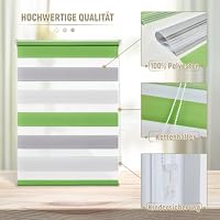Deswell Doppelrollo Klemmfix ohne Bohren Grün-Grau-Weiß B45 x H150 cm (Stoffbreite 41cm) Rollos für Fenster ohne Bohren für Fenster mit Lichtdurchlässig & Verdunkelnd/Höhe Stufenlos Verstellbar – Ansicht 3