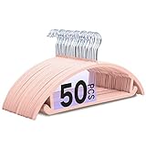 Premium Velvet Hangers - No Shoulder Bumps Suit Hangers with Chrome Hooks,Non Slip Space Saving Clothes Hangers,(Pack of 50) Heavyduty,Rounded Hangers for Sweaters,Coat,Jackets,Pants,Shirts,Dresses