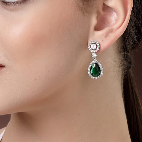 Image of Zeneme Fashion Rhodium Plated Brass Silver Toned Fancy Tear Drop Dangle Earring For Women and Gifts For Girls