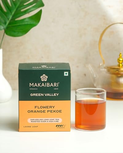 Image of Makaibari Apoorva Green Valley Flowery Orange Pekoe Organic Darjeeling Whole Long Leaf Black Tea | 100% Pure & Natural Darjeeling Tea | Anti-Oxidants, Immunity Booster | 250g