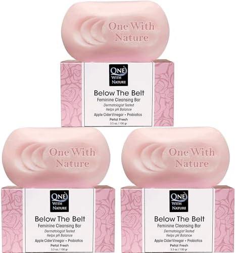 Feminine Wash Bar, pH Balance Soap, Probiotics, Natural Rose, 3.5oz 3-Pack