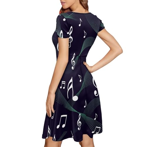 Image of AFPANQZ Womens Casual Summer Lightweight Vintage Dress Short Sleeve Midi Dress Knee-Long Luxury Formal Dress