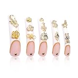 LOVFUL Press on Nails Chicago | Handmade with Full Covered Crystals | Reusable Fake Nails | Curve Long 2.2 in | H189-S