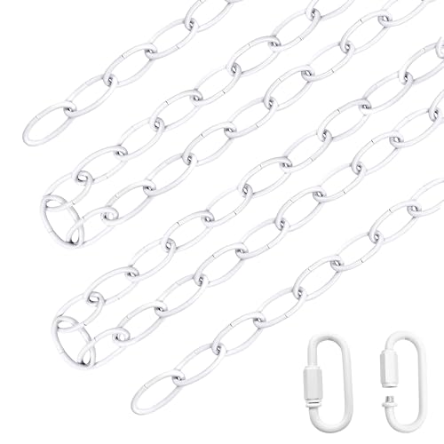 Image of 4mm Diameter 10 Ft Long Hanging Chain Lighting Fixture Chain with Connection Link Lock (White), AM-TH-CHAIN10FT4MM