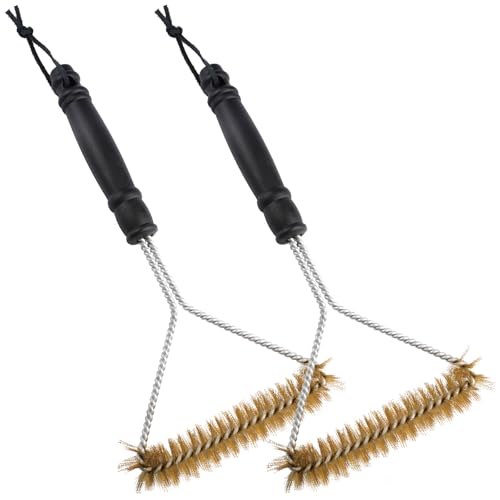 2 Piezas Cepillo Barbacoa,30.5 CM Cepillo para Limpiar Barbacoa con Mango de plástico Anti-Quemaduras,Cepillos Parrilla Triángulo para Parrilla de Gas y Parrilla de Carbón