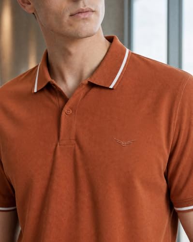 Image of NOBERO Men's Travel Polo T-Shirt | Premium Cotton Stretch Fabric | Anti-Odor & Water-Repellent | UPF 50+ Sun Protection | Regular Fit Polo Collar Casual Wear