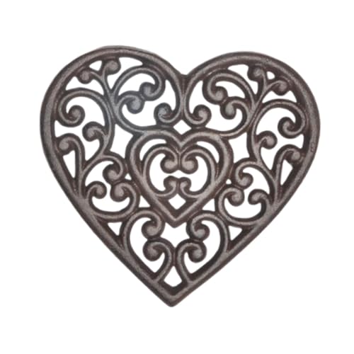 perfk Salvamanteles de Placa Caliente, Almohadilla de Metal para Olla Caliente, tapete Decorativo, Mantel Individual Resistente al Calor, Soporte para Olla, Corazón