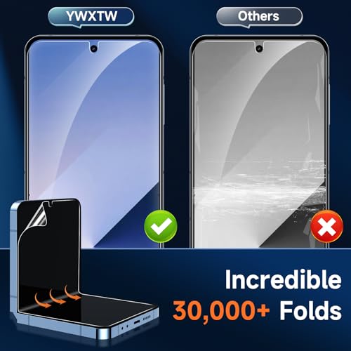 YWXTW EZ Alignment for Samsung Galaxy Z Flip 6/Z Flip 7 FE Screen Protector, [Strengthen Crease Test] 3Pcs Inner Soft EPU Film+2Pcs Front Display Tempered Glass+1 Set Camera lens Protector, Anti Scratch by YWXTW - Used condition - Image 3