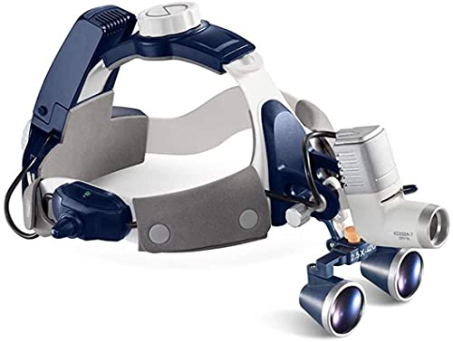 Magnifying Glass Headband Magnifier, Handheld Digital Magnifier, Dental Surgical Headband Magnifier Binocular Loupes, Medical Magnifier with 5W Headlights, for Surgery Vascular, Two Rechargeable Batte