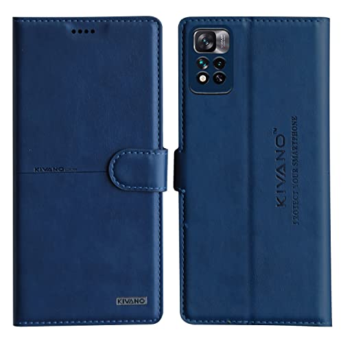 Image of KIVANO PROFESSIONAL SERIES Wallet Case for Xiaomi 11i 5G / 11i HyperCharge 5G| LUXURIOUS DESIGN | HANDCRAFTED UNIQUE | PREMIUM | PU Leather Flip Cover | Card Slots | Kickstand | Protective Case | Magnetic Closure - Dark Blue